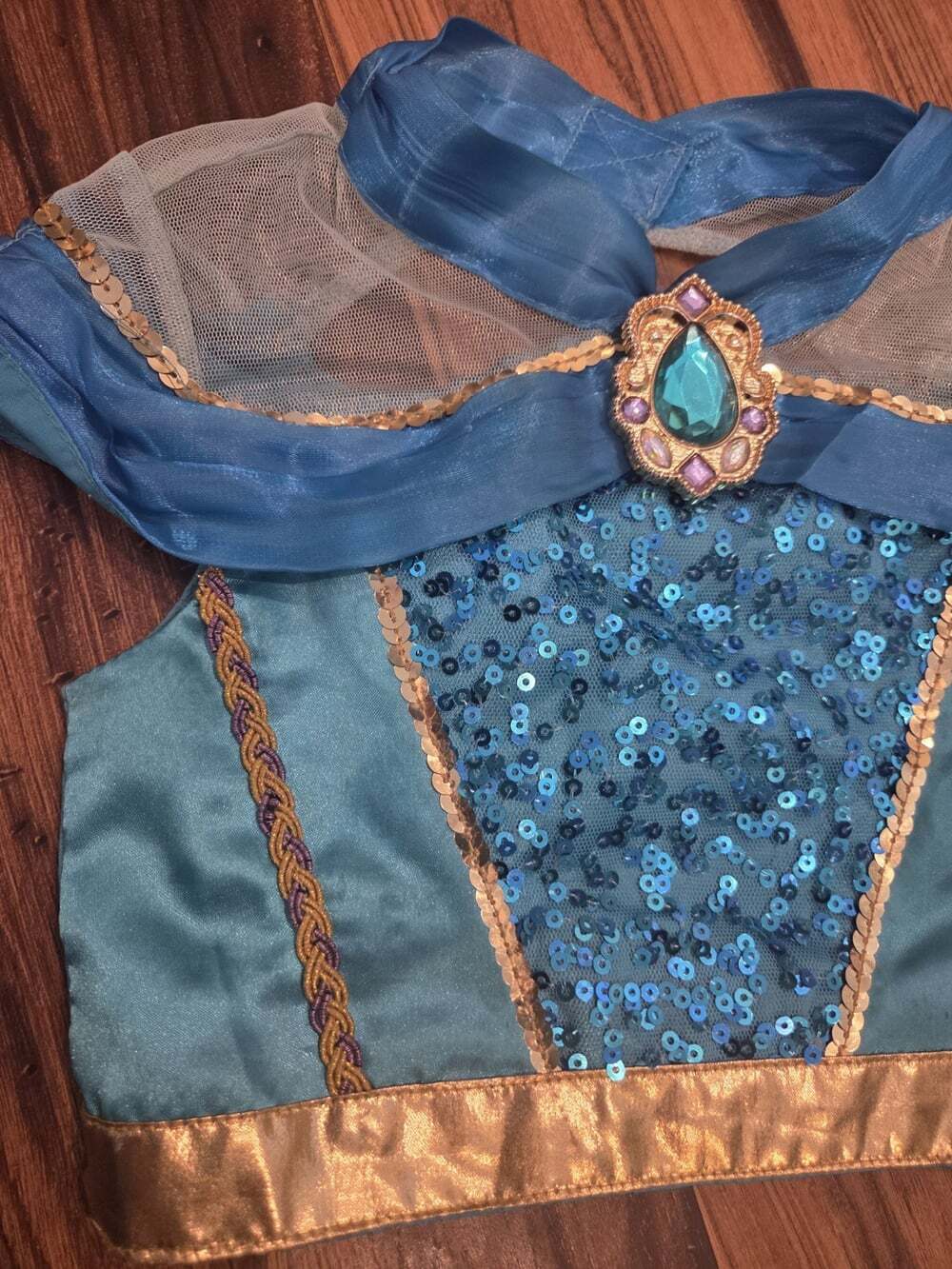 Disney Store Princess Jasmine Aladdin Costume Set Sz 3T Gold Foil Detail - Picture 5 of 13